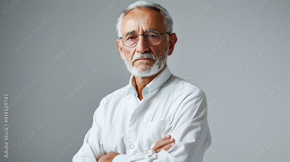 Fototapeta premium A Solemn and Focused Medical Professional in a Clean Laboratory Setting