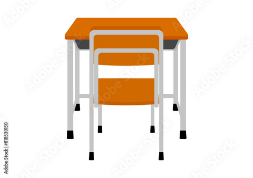 学校の机と椅子の後ろ側