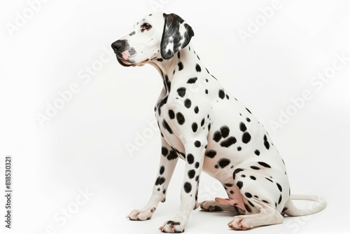 Dalmatian s Playful Spots Display  Capture the playful display of spots on a Dalmatian s coat. photo on white isolated background