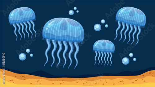 Jellyfish floating in the ocean depths