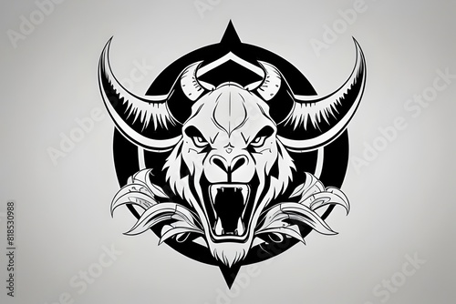 a vector style striking and contemporary vector logo of a evil ferocious ram's head, curved horns. powerful, illustration, flat, sports team, powerful, illustration, flat, sports, team, aggressive