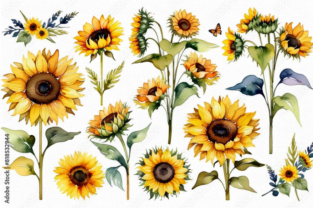 Fototapeta premium sunflowers on white background