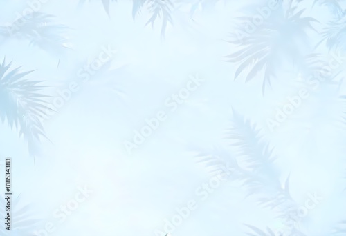 Palm leaf shadow on the light blue background. Palm leaves shadow mockup for product presentation