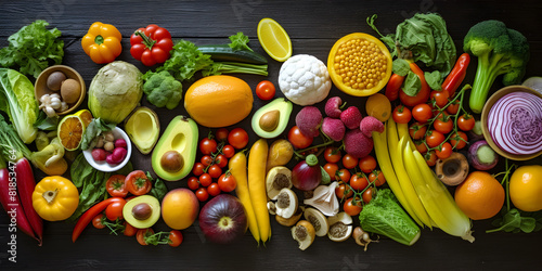Fototapeta Naklejka Na Ścianę i Meble -  Flatlay of various vegetables and fruits
