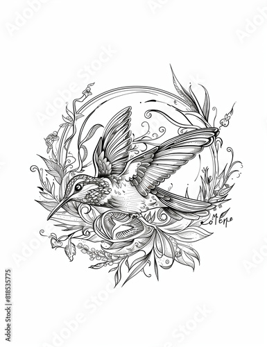 Wallpaper Mural Hummingbird Haven Mandalas: Detailed Spring Designs to Color - Relaxing Coloring Pages for Adults - Vertical composition - Line Art Torontodigital.ca