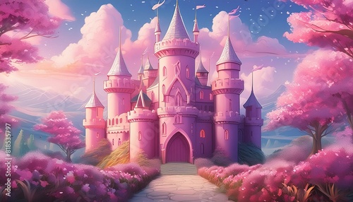Beautiful pink princess castle
