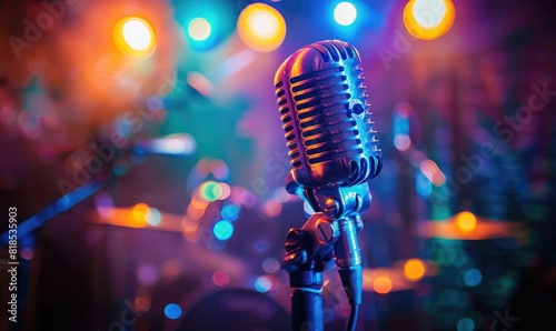 Antique mic captured on stage photo