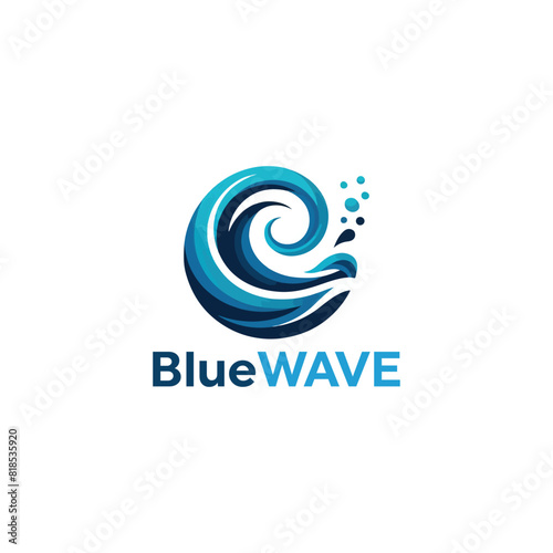 Blue sea waves, water splash, Spiral logo design .pool logo aqua logo, ocean wave abstract water logo
