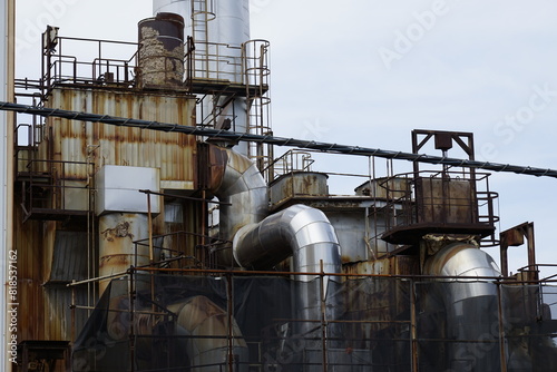 プラントの配管設備、錆、老朽化