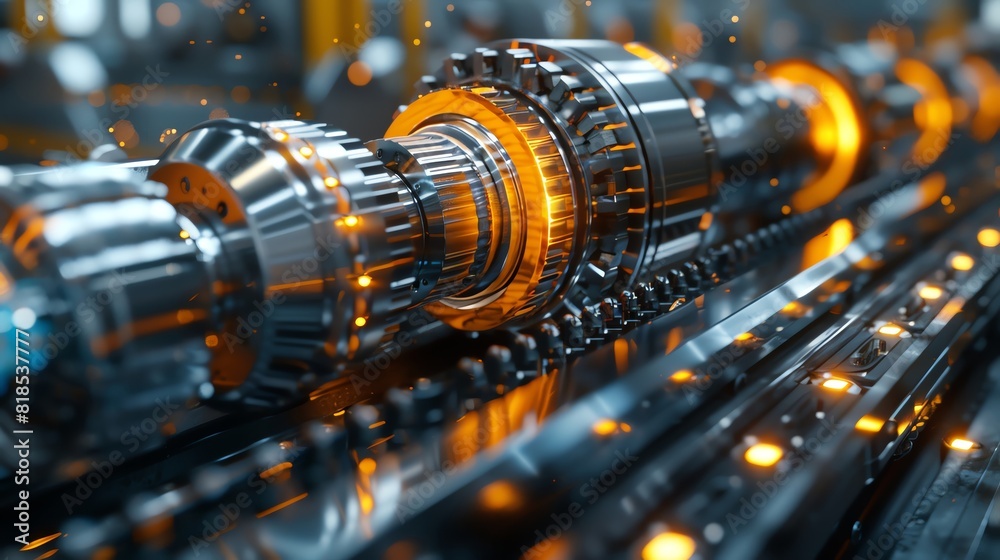 An industrial machine with a complex system of gears and cogs An industrial machine with a complex system of gears and cogs