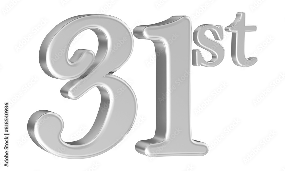 31st anniversary number silver 3d