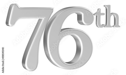 76th anniversary number silver 3d