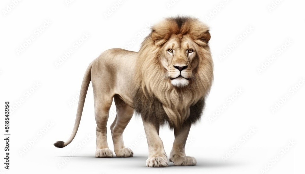Lion isolated on white background flat design safari theme 3D render monochromatic color scheme Lion isolated on white background flat design safari theme 3D render monochromatic color scheme
