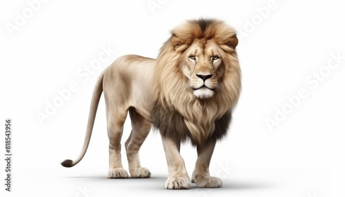 Lion isolated on white background flat design safari theme 3D render monochromatic color scheme