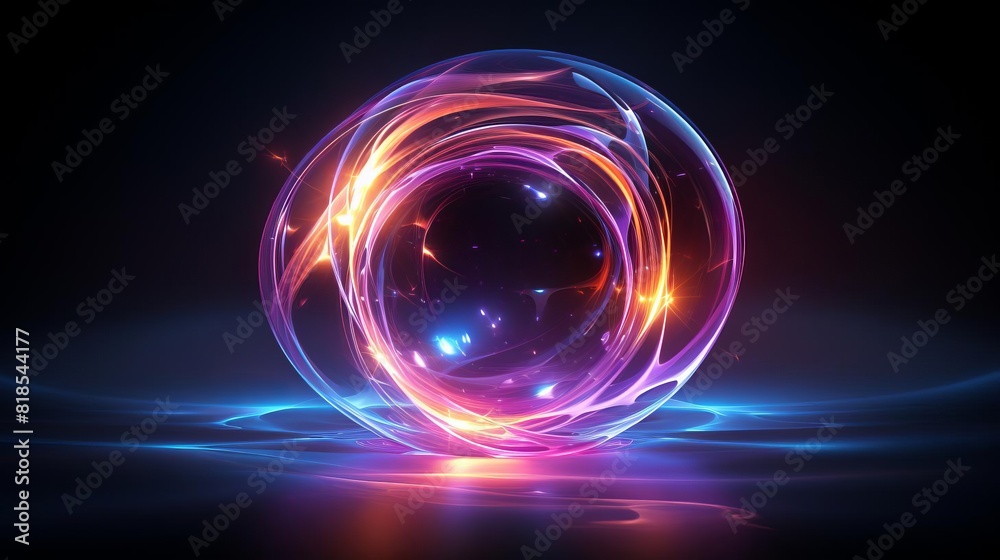 Bright, glowing energy sphere with radiant light trails, floating in space against a dark backdrop, capturing a sense of power and motion Bright, glowing energy sphere with radiant light trails, floating in space against a dark backdrop, capturing a sense of power and motion