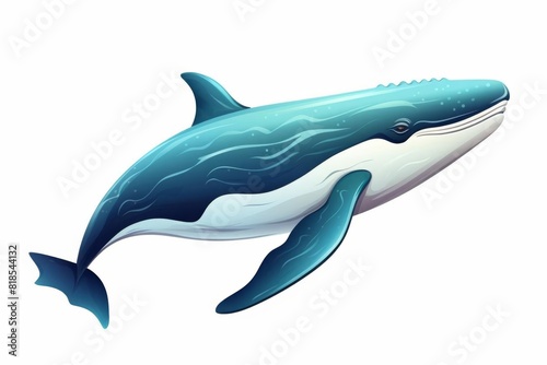 Whale isolated on white background flat design deep sea theme 3D render complementary color scheme photo