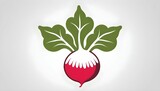 A radish icon with red root and green leaves upscaled_11