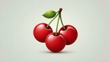 A cherry icon with red fruit and green stems upscaled_3