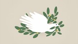 A peaceful icon of a dove with an olive branch upscaled_8