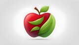 An apple icon with red fruit and green leaves upscaled_2