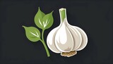 A garlic icon with white bulbs and green stem upscaled_10