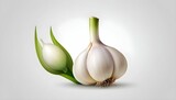 A garlic icon with white bulbs and green stem upscaled_8