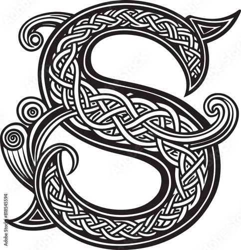 Letter  with celtic ornament  isolated on white background