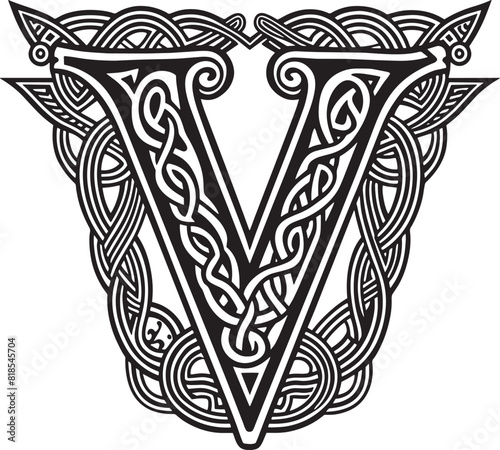Letter  with celtic ornament  isolated on white background