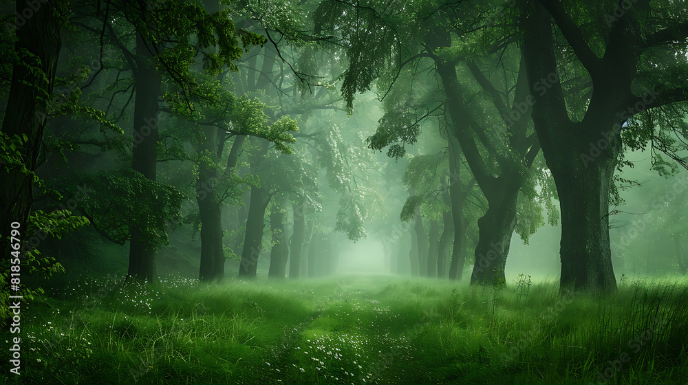 Naklejka premium Emerald Serenity: A Symphony of Green Landscapes