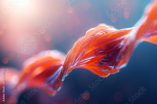 Detailed yet minimalistic depiction of muscle tissue highlighting protein fibers in a vibrant and clean aesthetic. Space for text in the upper left corner. photo