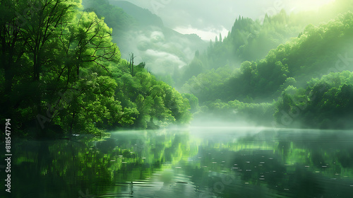Emerald Serenity: A Symphony of Green Landscapes photo