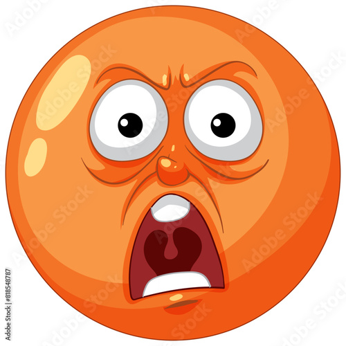 Cartoon orange emoji with a shocked expression