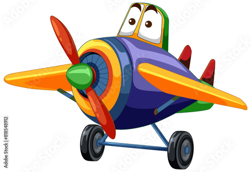 Brightly colored vector illustration of a cartoon airplane
