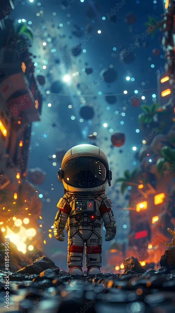 Lone Astronaut Navigating Futuristic Space Rocket Control Room Lone Astronaut Navigating Futuristic Space Rocket Control Room
