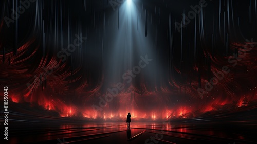 Aesthetic backgrounds, Dark, moody stage with a single beam of light Illustration image, photo
