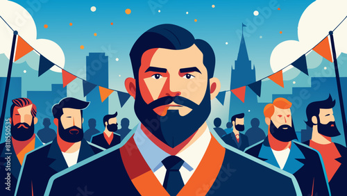 Confident Business Leader at Urban Networking Event