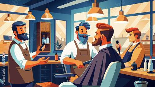 Professional Barber Giving Stylish Haircut in Modern Barbershop