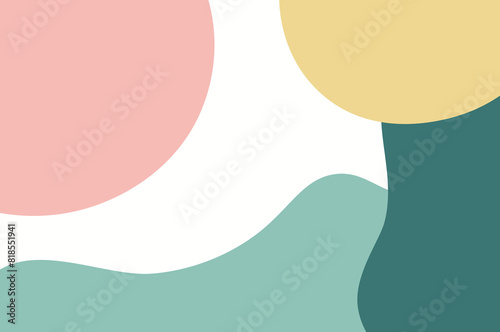 Simple soft orange green irregular abstract wavy color blocks