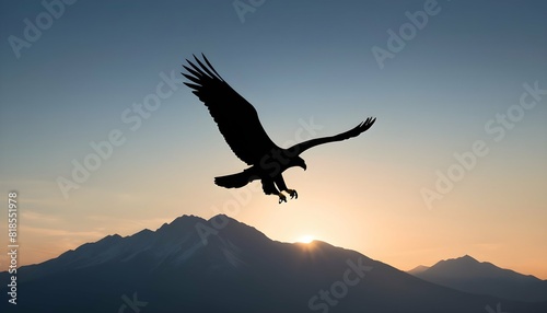 A simple silhouette of a soaring eagle