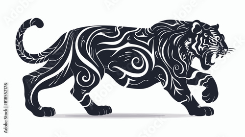 Chinese tiger silhouette. Asian wildcat shape black style © Fareeha