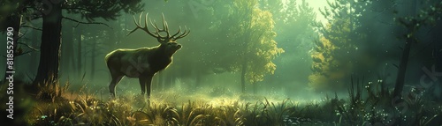 Craft a story about encountering unexpected wildlife while trekking through the woods photo
