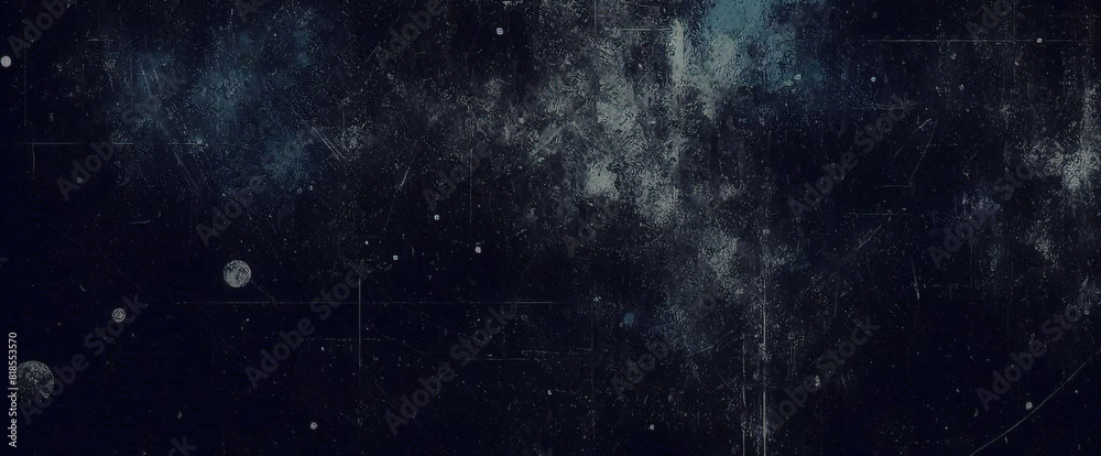 Fototapeta premium Glitter mist. Paint water splash. Magic spell. Blue teal aqua silver gray color gradient shiny smoke veil wave on black abstract art background with free space.