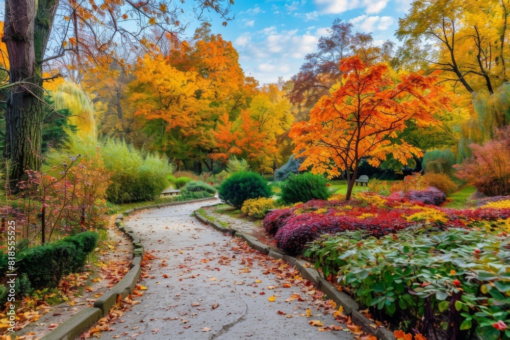 Colorful Autumn Pathway in a Park