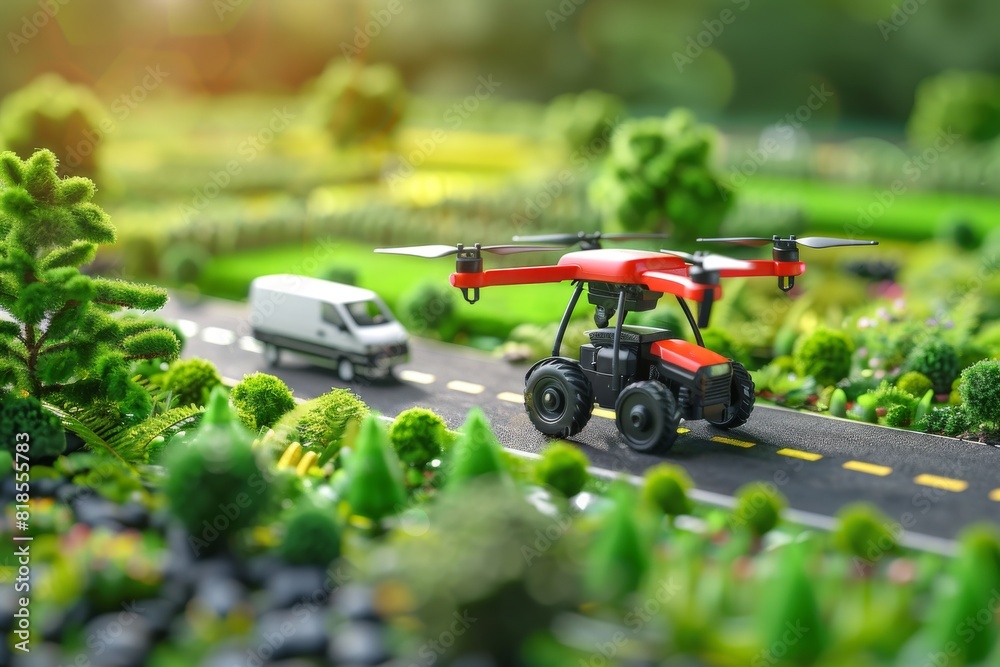Futuristic farm landscape with smart drone irrigation, agricultural white isometric vector analysis for modern farming, soil digital transformation and water conservation Futuristic farm landscape with smart drone irrigation, agricultural white isometric vector analysis for modern farming, soil digital transformation and water conservation