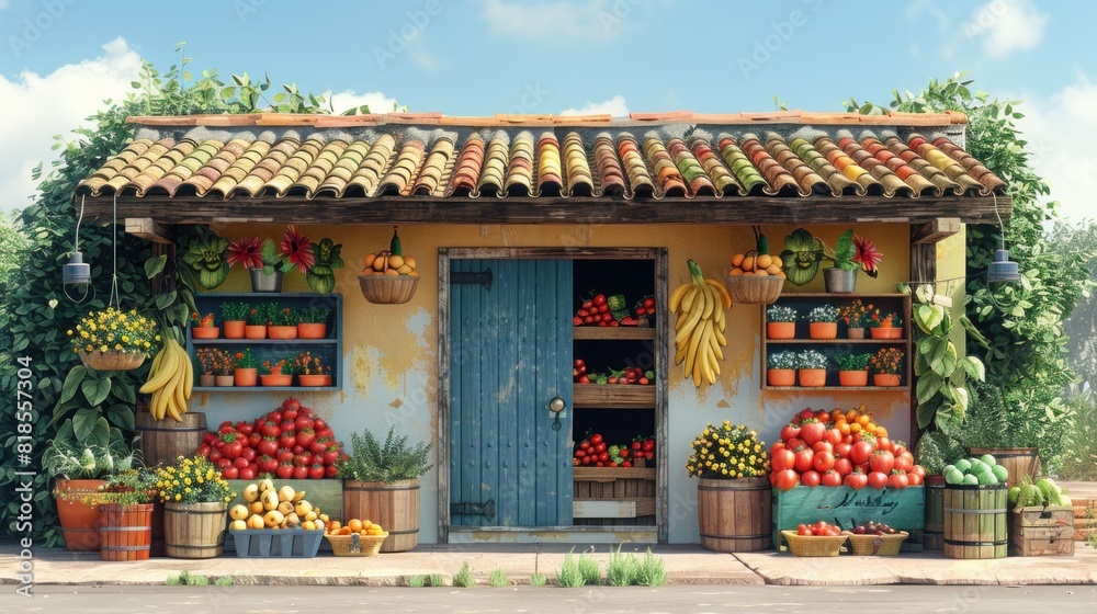 A minimalist rendition of a Mexican market stall with few items