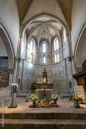 interior of the gothic church of Valere in Sion and the holy sepulchre photo