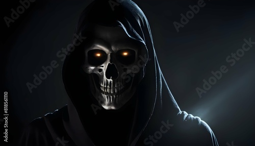 The grim reaper shrouded in darkness his eyes glo upscaled_2