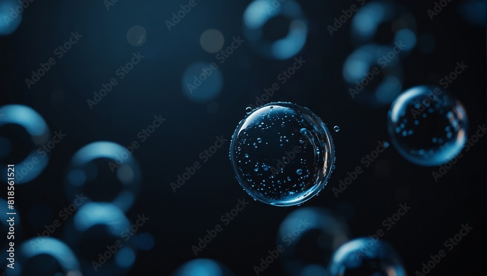 A black and blue background with a bunch of bubbles,.