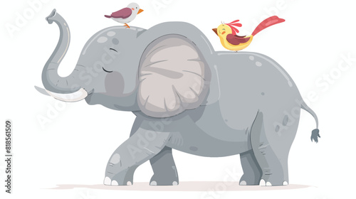 Cute childish gray elephant raising up trunk vector