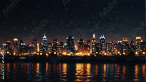 A city lights are shining down on a large building,. © DEER FLUFFY